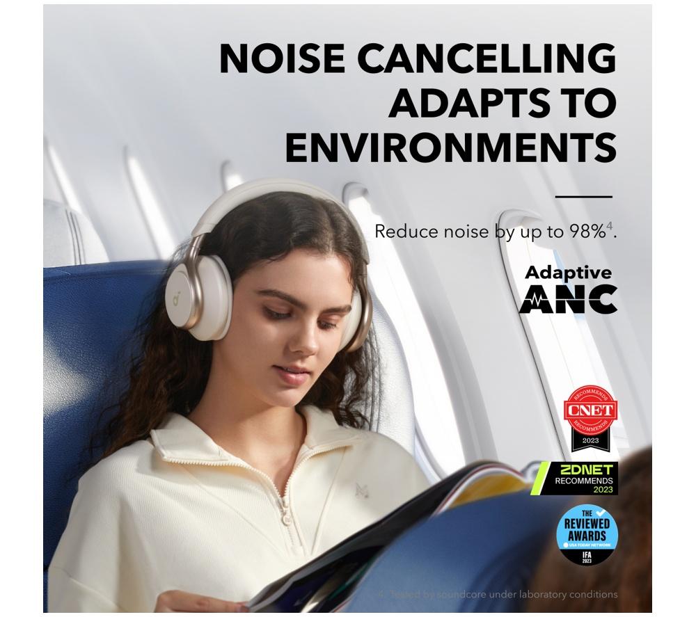 SOUNDCORE Space One Wireless Bluetooth Noise-Cancelling Headphones - Cream image number 7 of 9