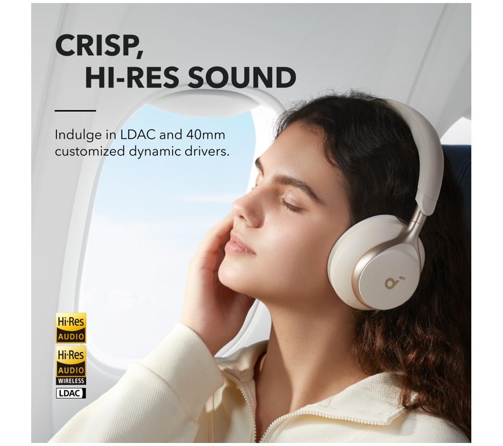 SOUNDCORE Space One Wireless Bluetooth Noise-Cancelling Headphones - Cream image number 8 of 9