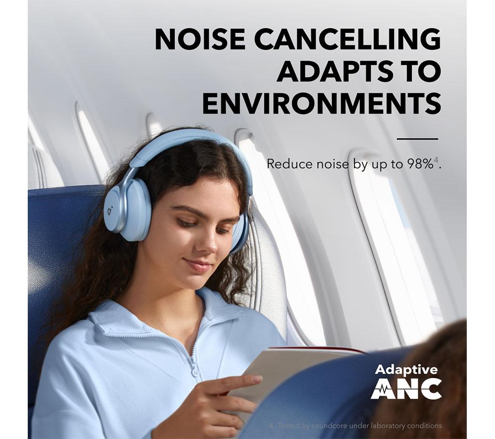 SOUNDCORE Space One Wireless Bluetooth Noise-Cancelling Headphones - Sky Blue image number 4 of 8