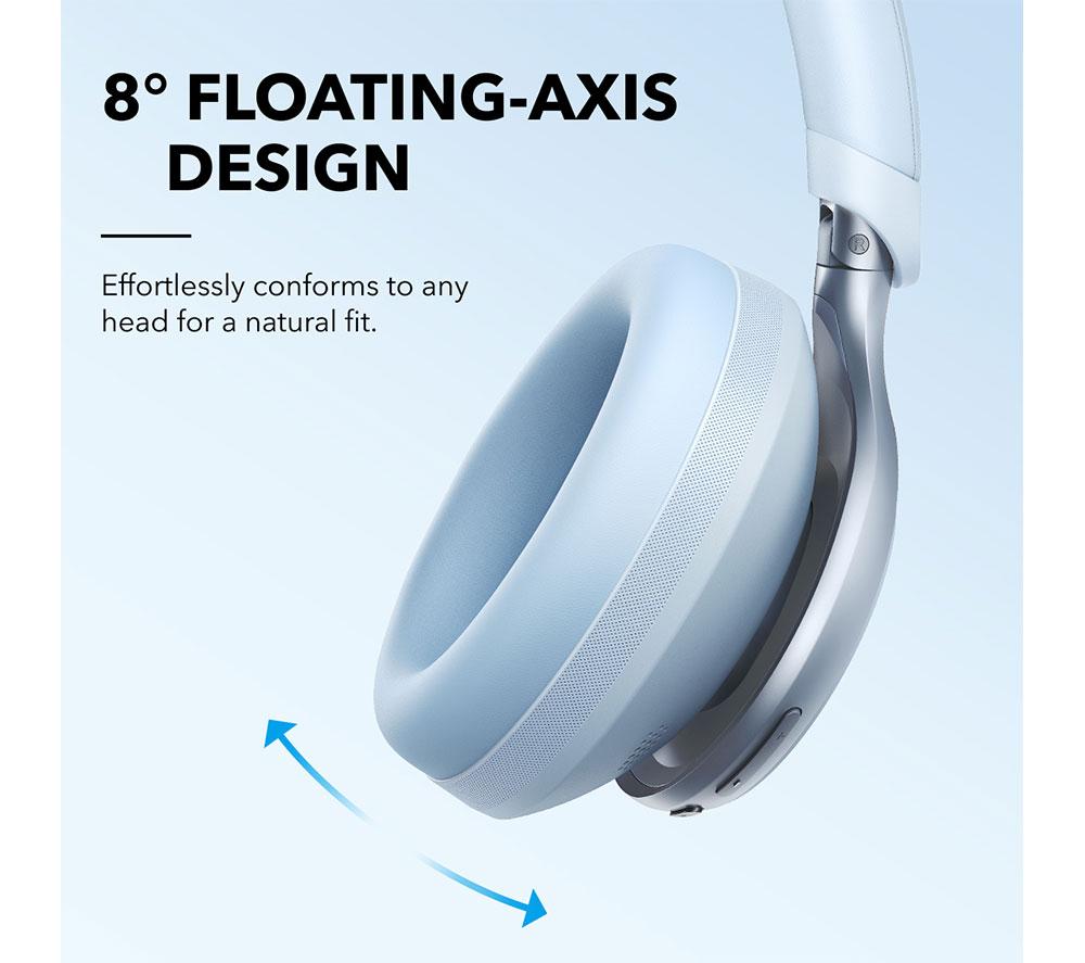 SOUNDCORE Space One Wireless Bluetooth Noise-Cancelling Headphones - Sky Blue image number 7 of 8