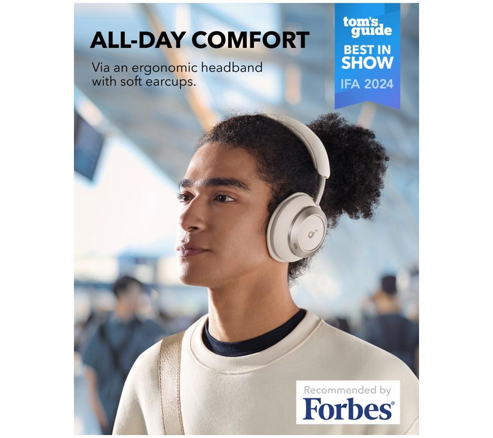 SOUNDCORE Space One Pro Wireless Bluetooth Noise-Cancelling Headphones - Cream White image number 7 of 9