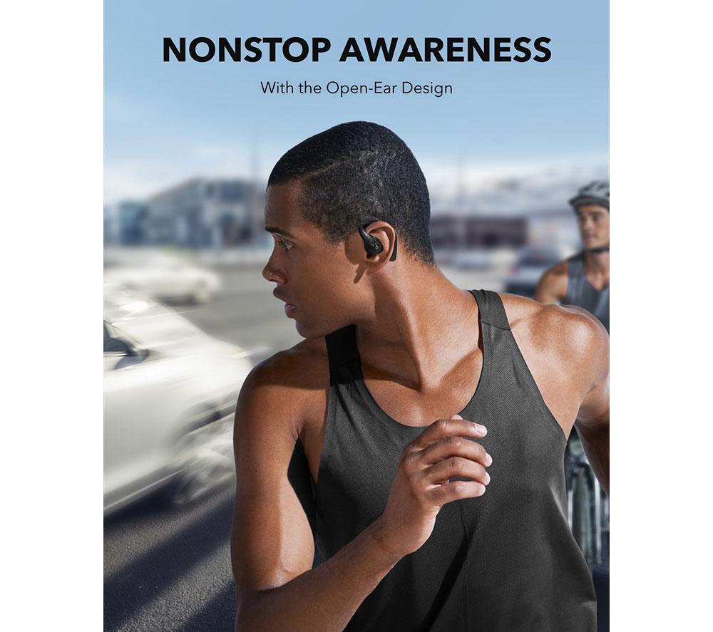 SOUNDCORE AeroFit Pro Open-Ear Wireless Bluetooth Earbuds - Midnight Black image number 7 of 8