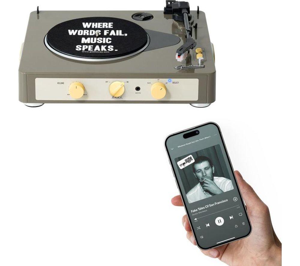 GADHOUSE Brad Retro MKII Belt Drive Bluetooth Turntable - Grey image number 10 of 10