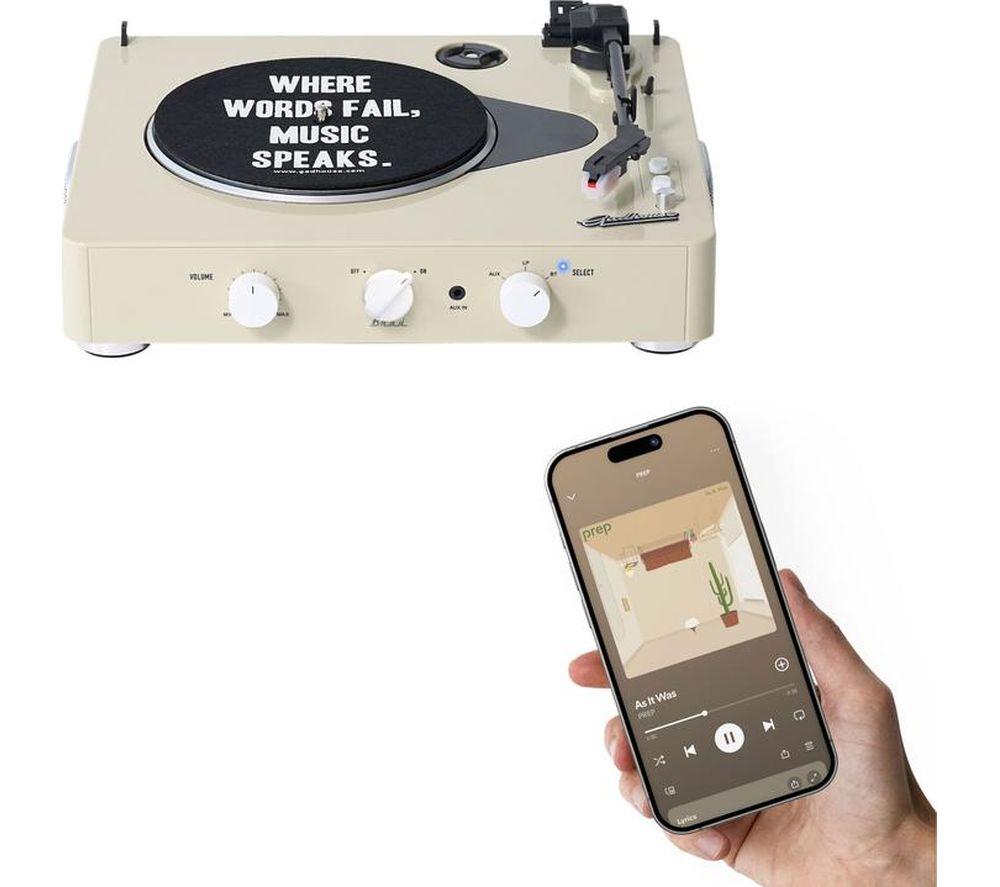 GADHOUSE Brad Retro MKII Belt Drive Bluetooth Turntable - Ivory image number 8 of 9