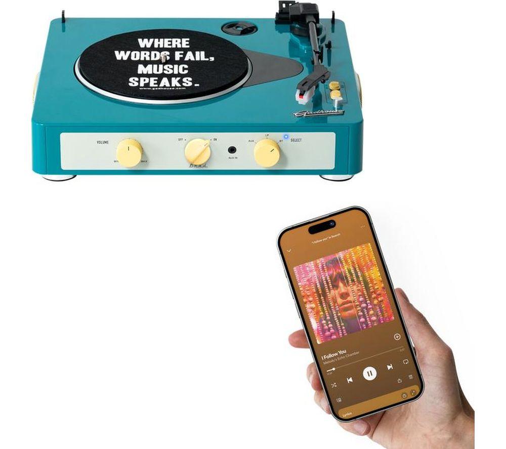 GADHOUSE Brad Retro MKII Belt Drive Bluetooth Turntable - Green image number 7 of 10