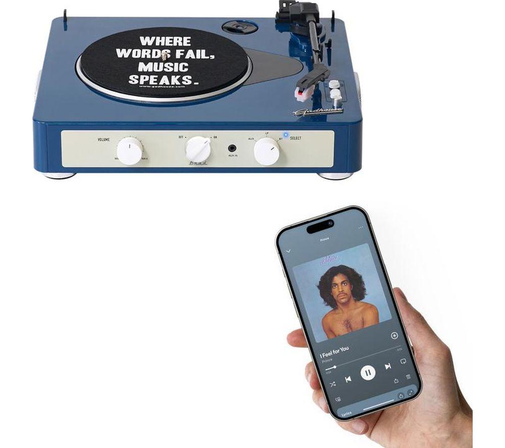 GADHOUSE Brad Retro MKII Belt Drive Bluetooth Turntable - Navy image number 8 of 8