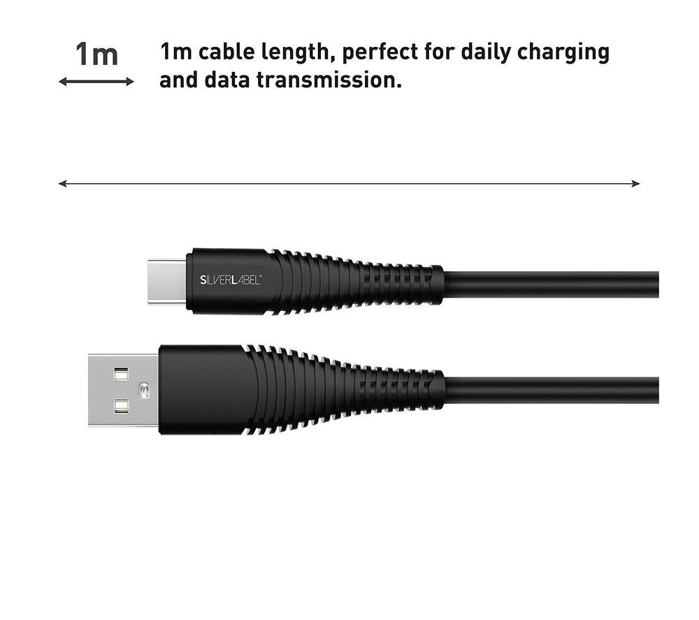 SILVERLABEL USB Type-A to Type-C Cable - 1 m, Black image number 3 of 7