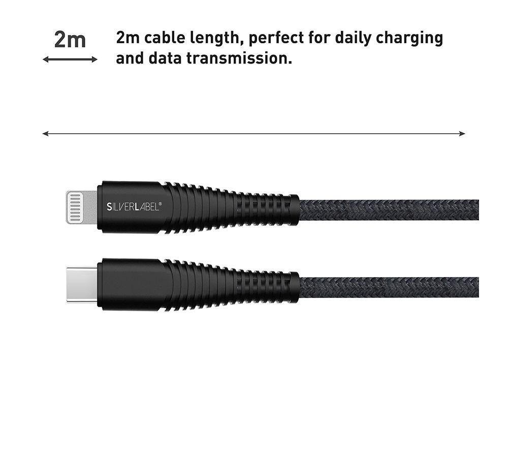 SILVERLABEL Braided USB Type-C to Lightning Cable - 2 m, Black image number 3 of 7