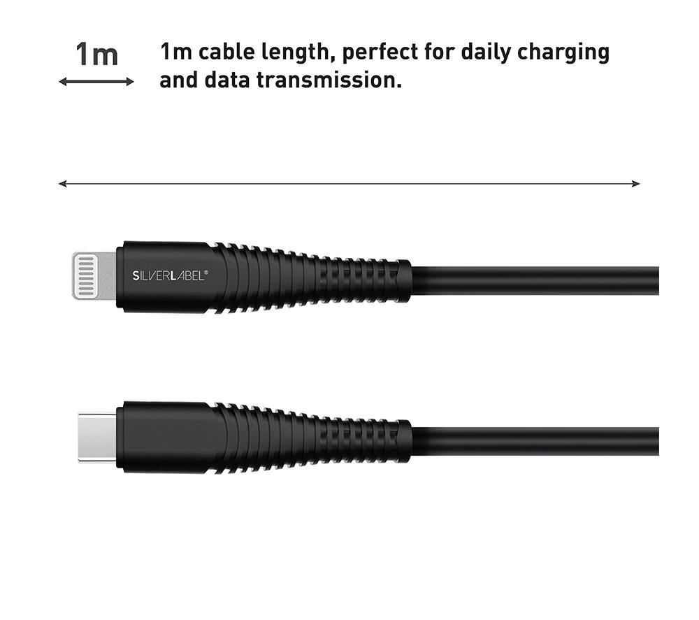 SILVERLABEL USB Type-C to Lightning Cable - 1 m, Black image number 3 of 7