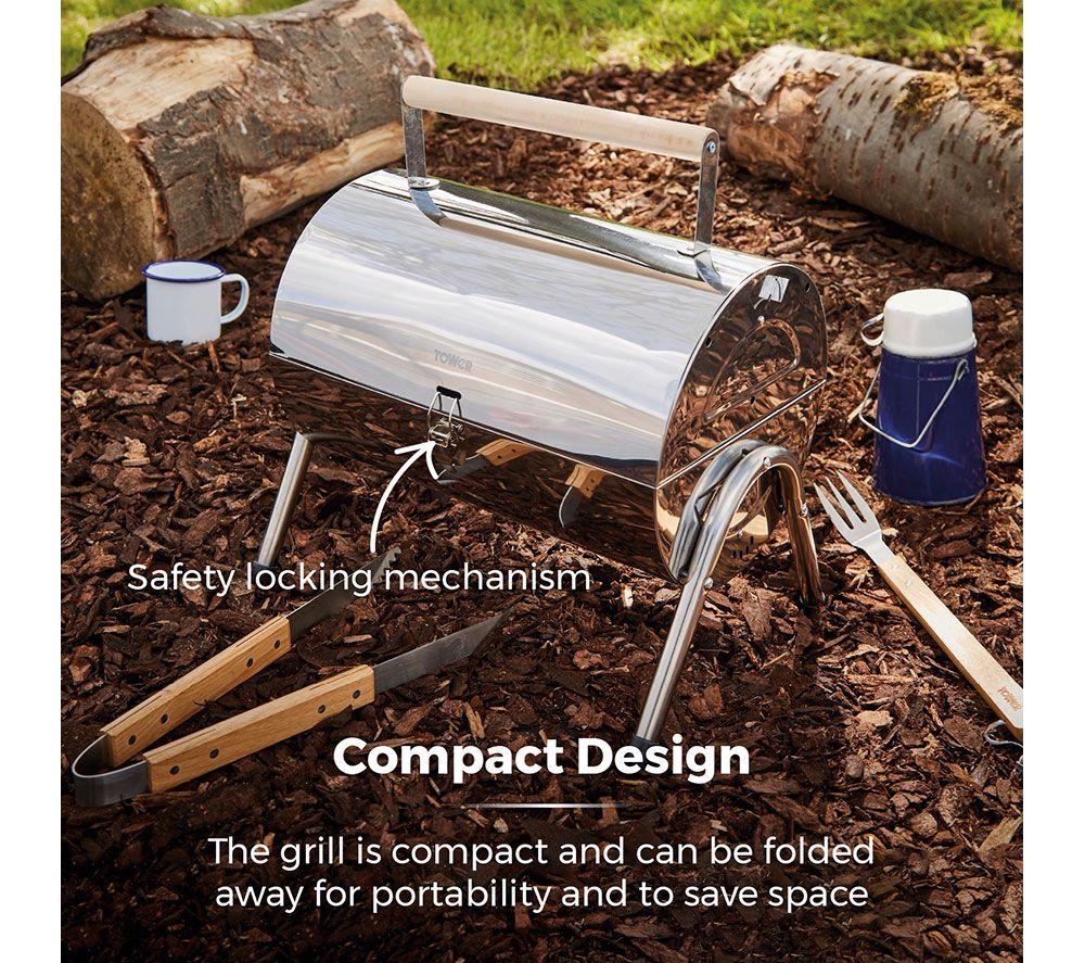 TOWER Portable Barrel Grill Charcoal BBQ - Silver image number 5 of 14