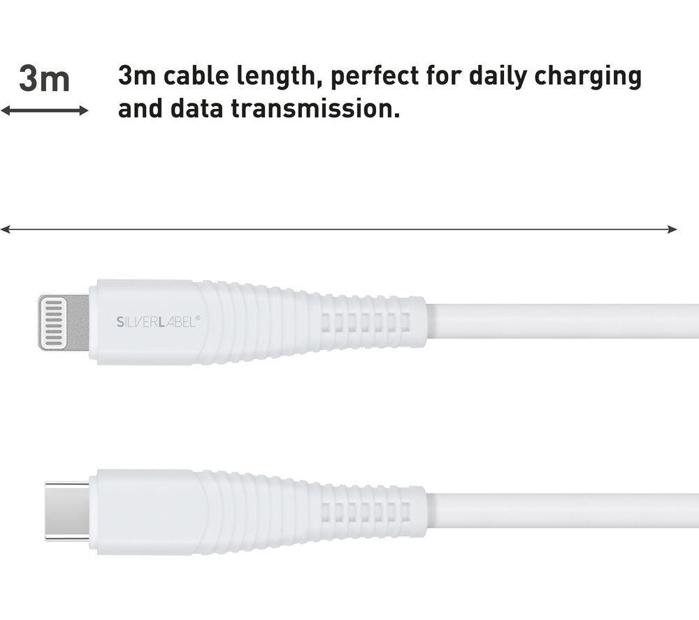 SILVERLABEL USB Type-C to Lightning Cable - 3 m, White image number 3 of 5