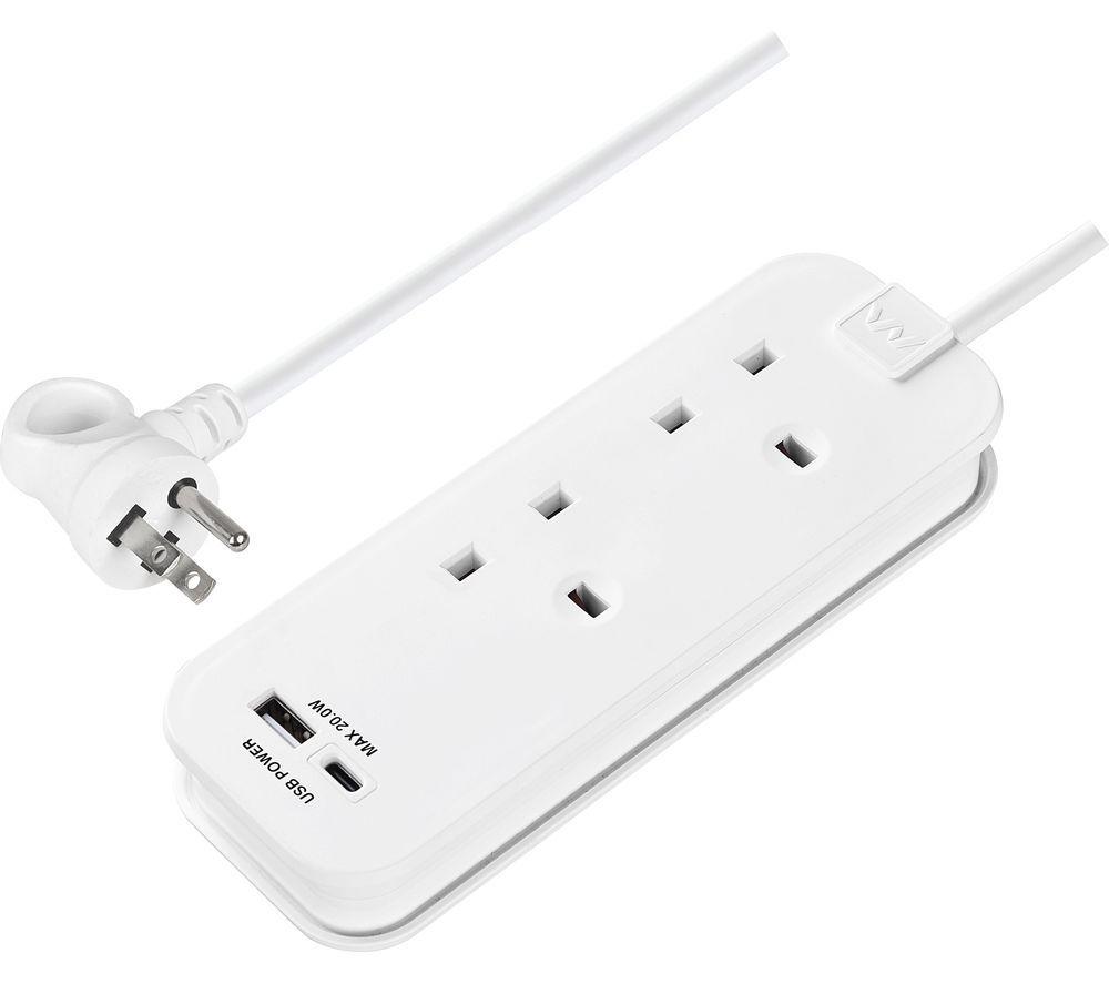 MASTERPLUG TAUSA2UAC20 2-Socket Extension Lead with USB image number 2 of 7