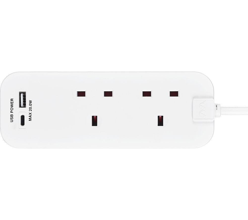 MASTERPLUG TAUSA2UAC20 2-Socket Extension Lead with USB image number 3 of 7