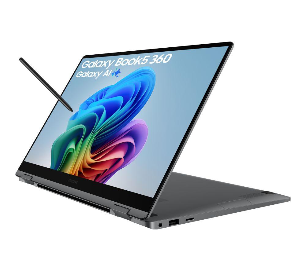 SAMSUNG Galaxy Book5 360 15.6" 2 in 1 Laptop, Copilot+ PC - Intel Core Ultra 5, 512 GB SSD, Grey