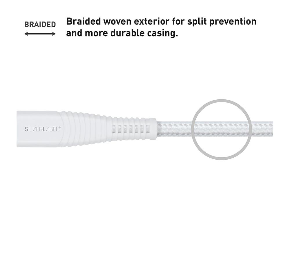 SILVERLABEL Braided USB Type-C to Lightning Cable - 2 m, White image number 4 of 7