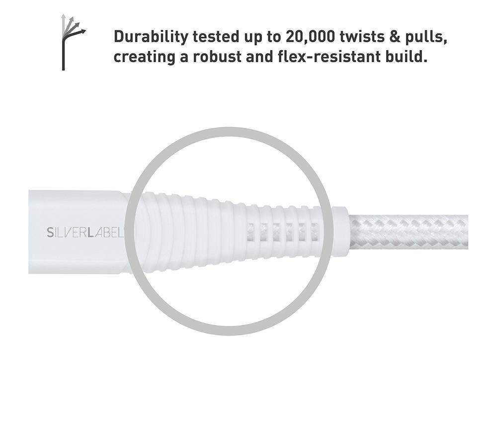 SILVERLABEL Braided USB Type-C to Lightning Cable - 2 m, White image number 5 of 7