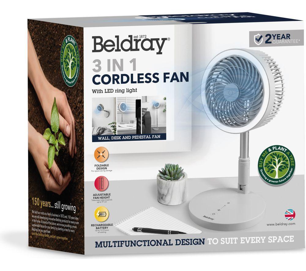 BELDRAY 3-in-1 LED Cordless Fan - Grey image number 6 of 6