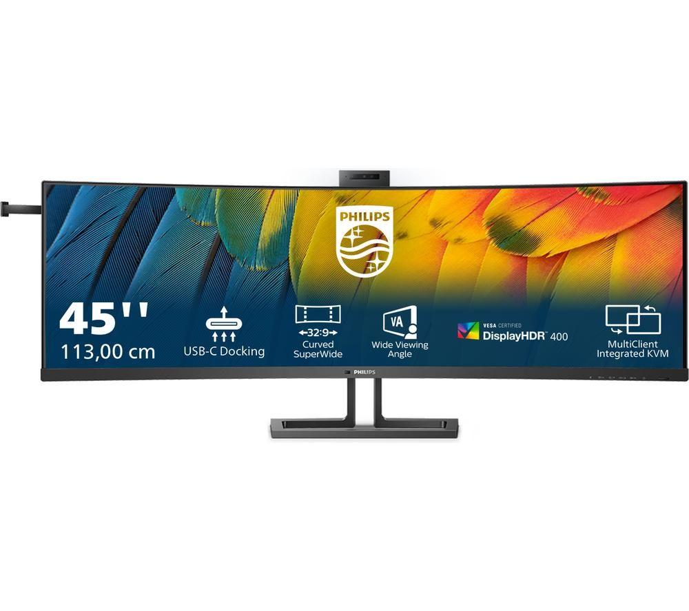 Philips 45B1u6900ch Dual Quad Hd 45" Curved Va Wled Monitor - Black, Black