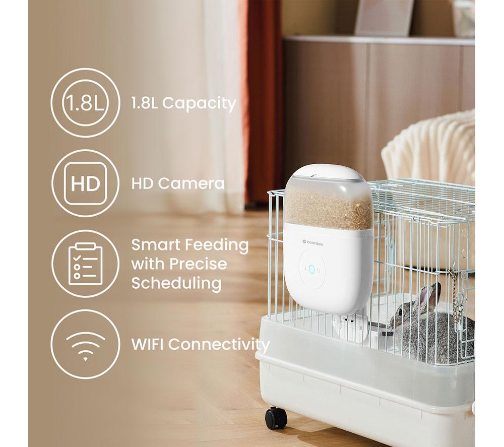 NOERDEN Hoppy Smart Small Animal Feeder with Camera - White image number 2 of 11