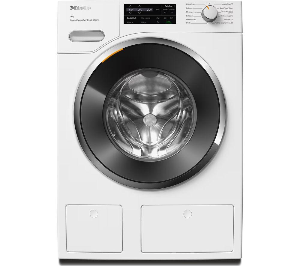 MIELE WWJ880 WCS PWash&TDos&Steam WiFi-enabled 9 kg 1400 Spin Washing Machine – Lotus White, White
