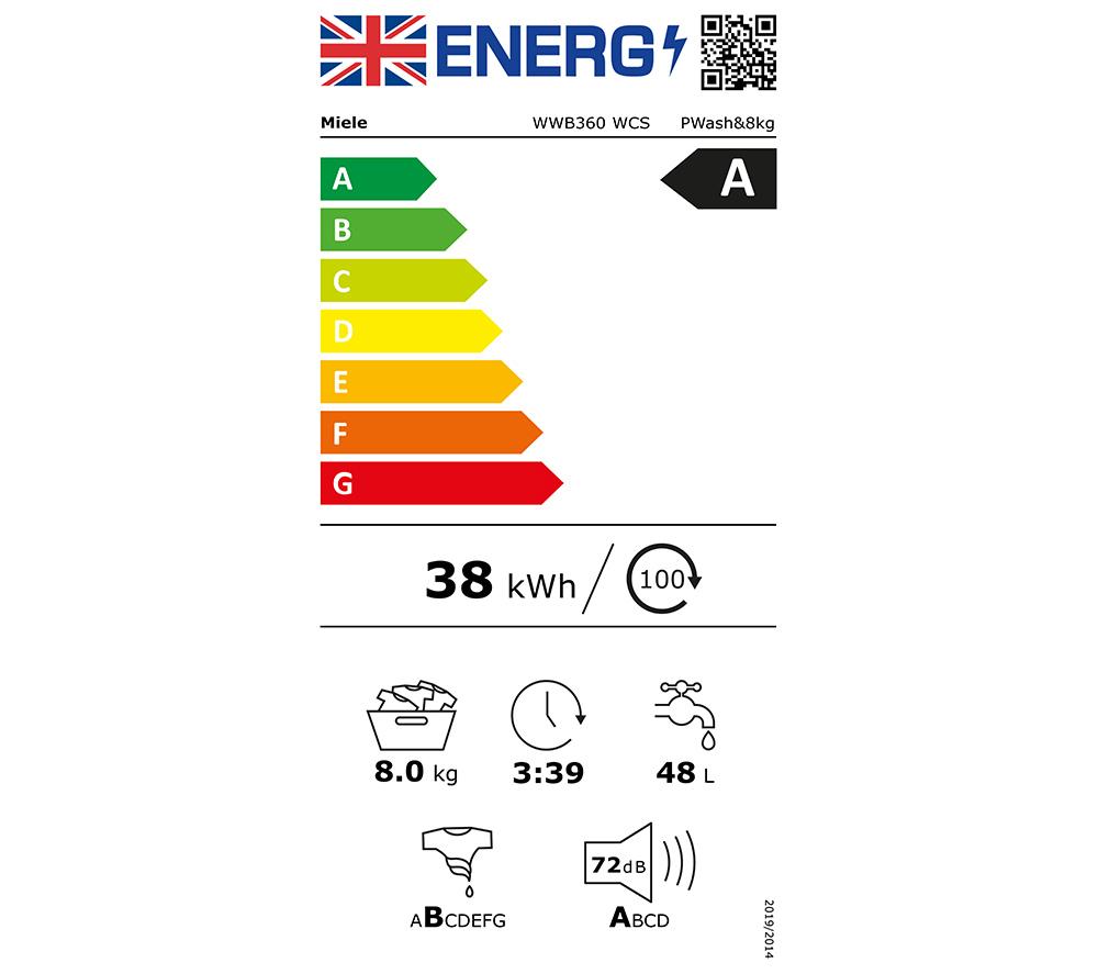 MIELE PWash WWB360 WCS WiFi-enabled 8 kg 1400 Spin Washing Machine - Lotus White image number 20 of 20