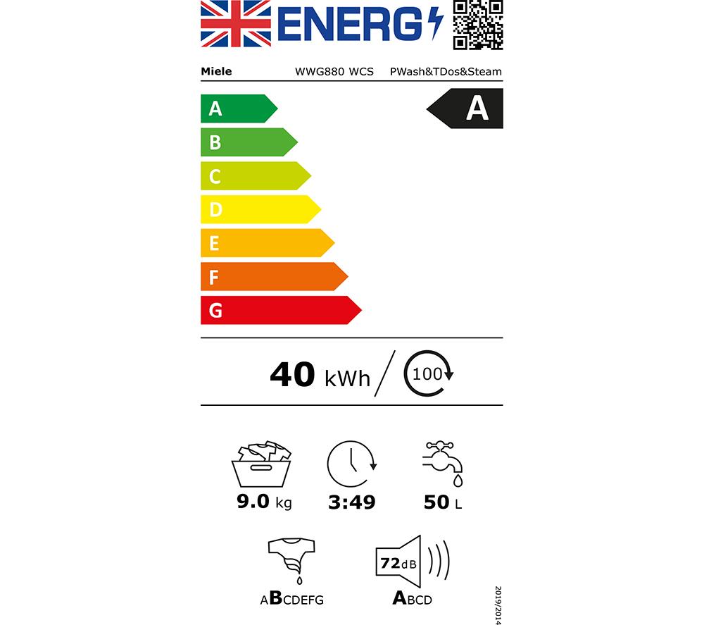 MIELE WWG880 WCS PWash&TDos&Steam WiFi-enabled 9 kg 1400 Spin Washing Machine - Lotus White image number 9 of 9