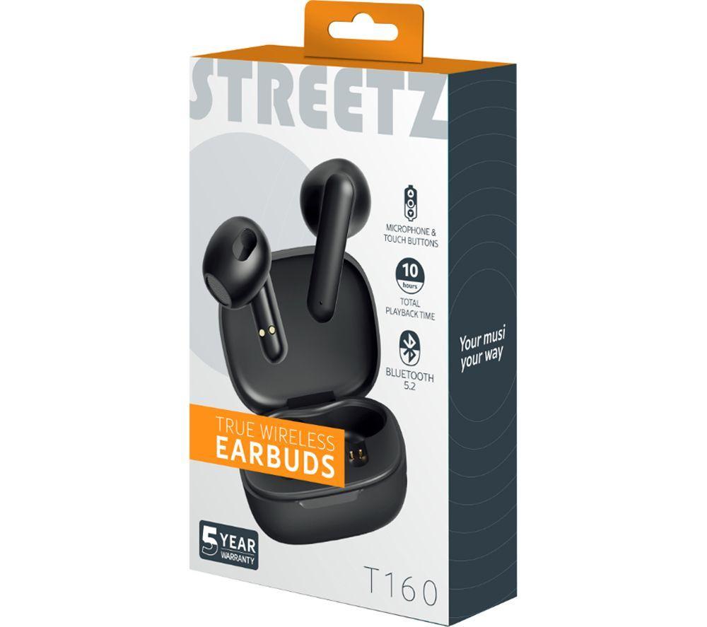 STREETZ T160 Wireless Bluetooth Earbuds - Black image number 6 of 6