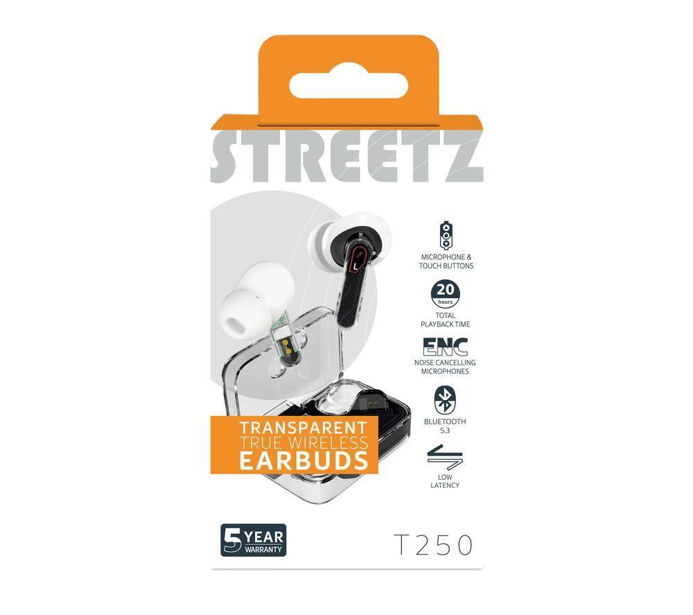 STREETZ T250 Wireless Bluetooth Earbuds - Transparent image number 6 of 11