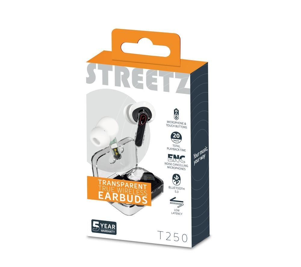 STREETZ T250 Wireless Bluetooth Earbuds - Transparent image number 7 of 11
