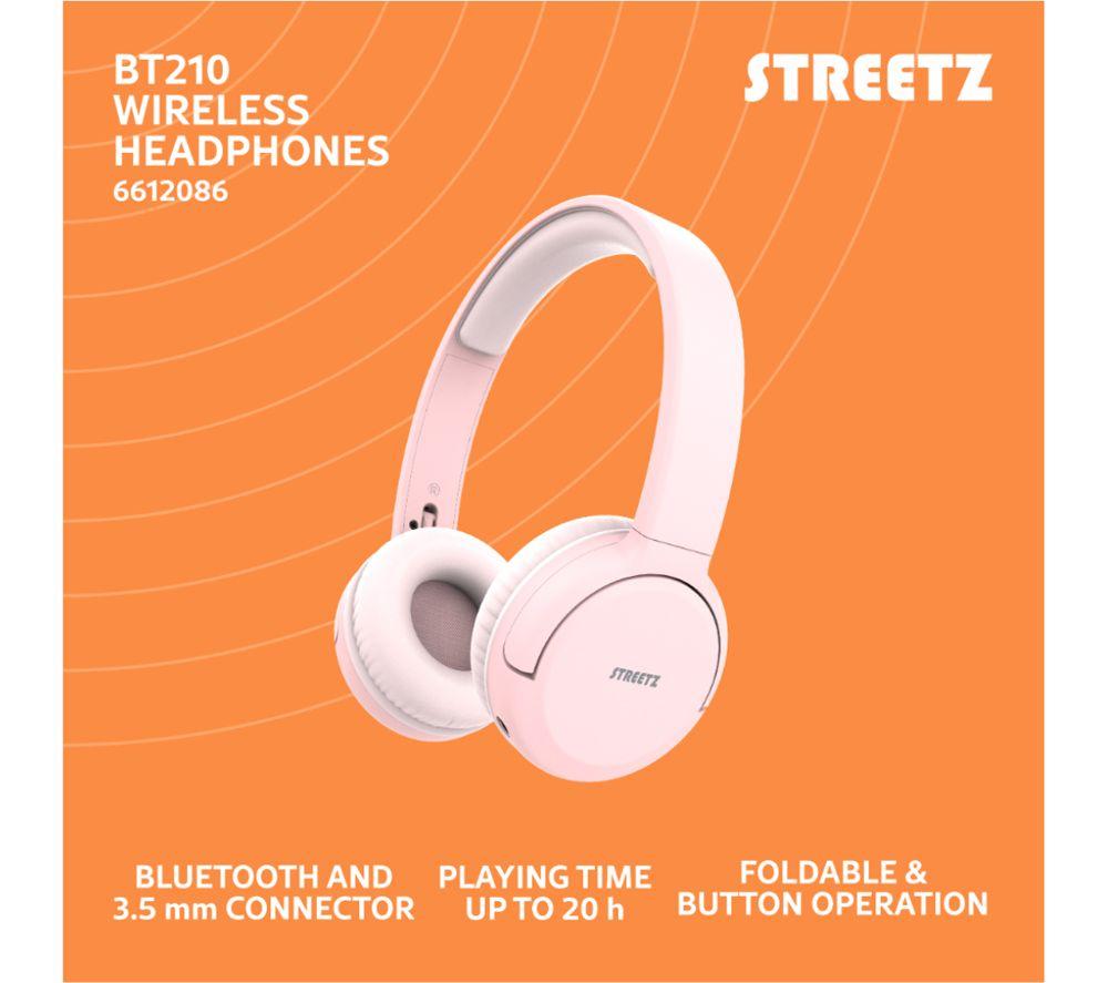 STREETZ BT210 Wireless Bluetooth Headphones - Pink image number 6 of 8
