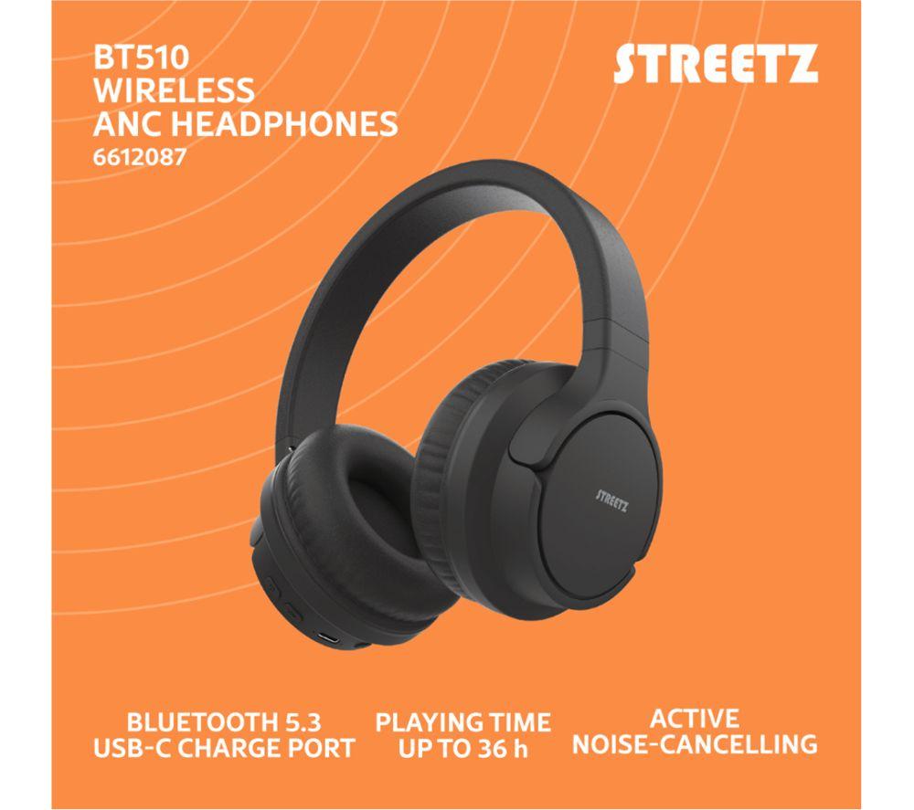 STREETZ BT510 Wireless Bluetooth Noise-Cancelling Headphones - Black image number 5 of 6