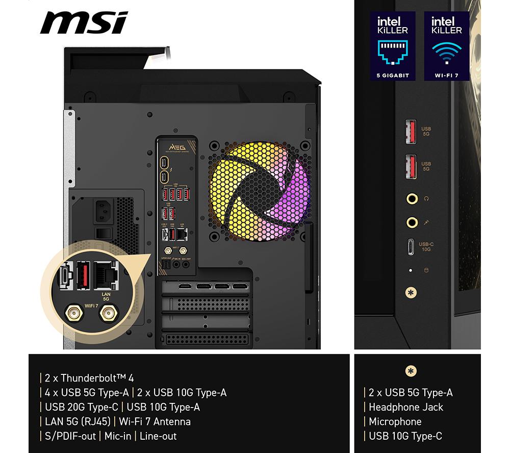 MSI MEG Vision X AI Gaming PC - Intel&reg; Core&trade; Ultra 9, RTX 5090, 2 TB SSD image number 9 of 11