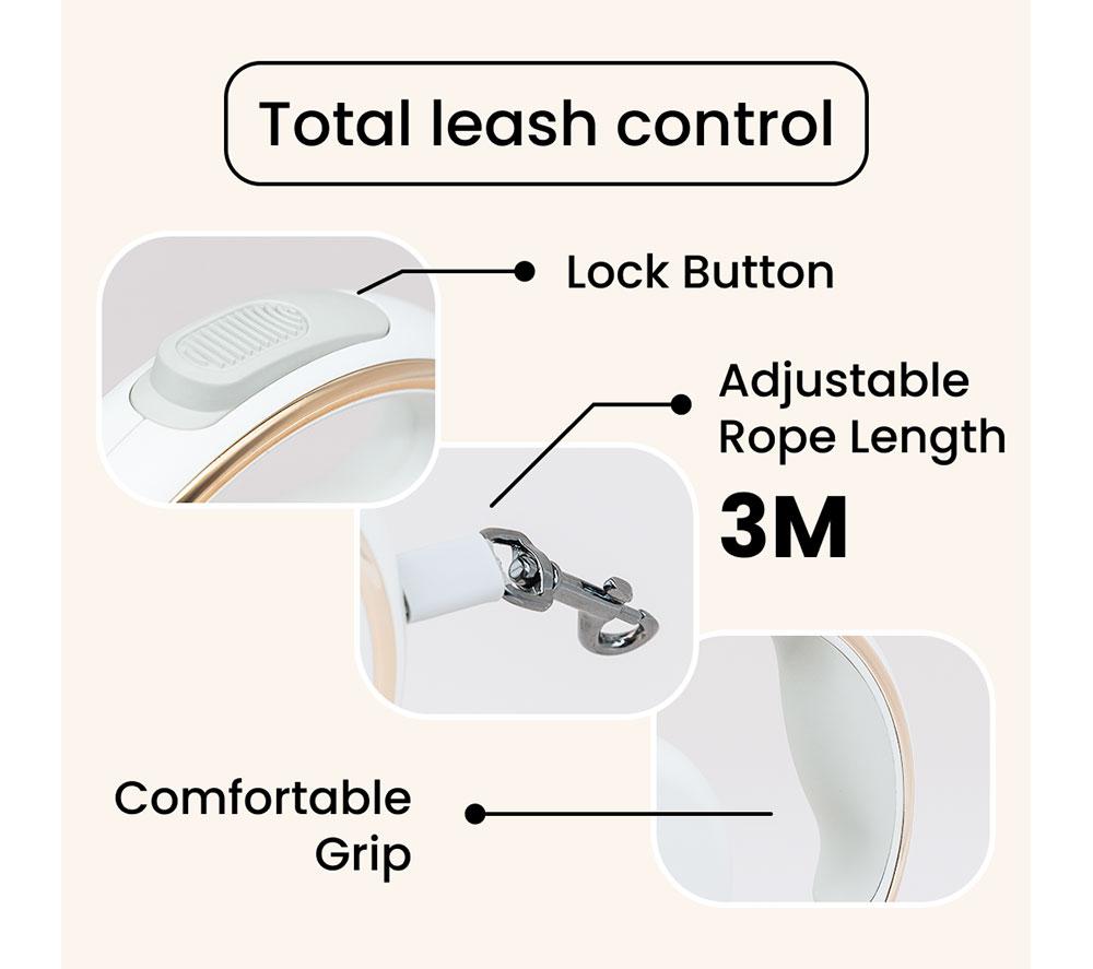 NOERDEN Lumi Retractable Pet Lead - White image number 5 of 7