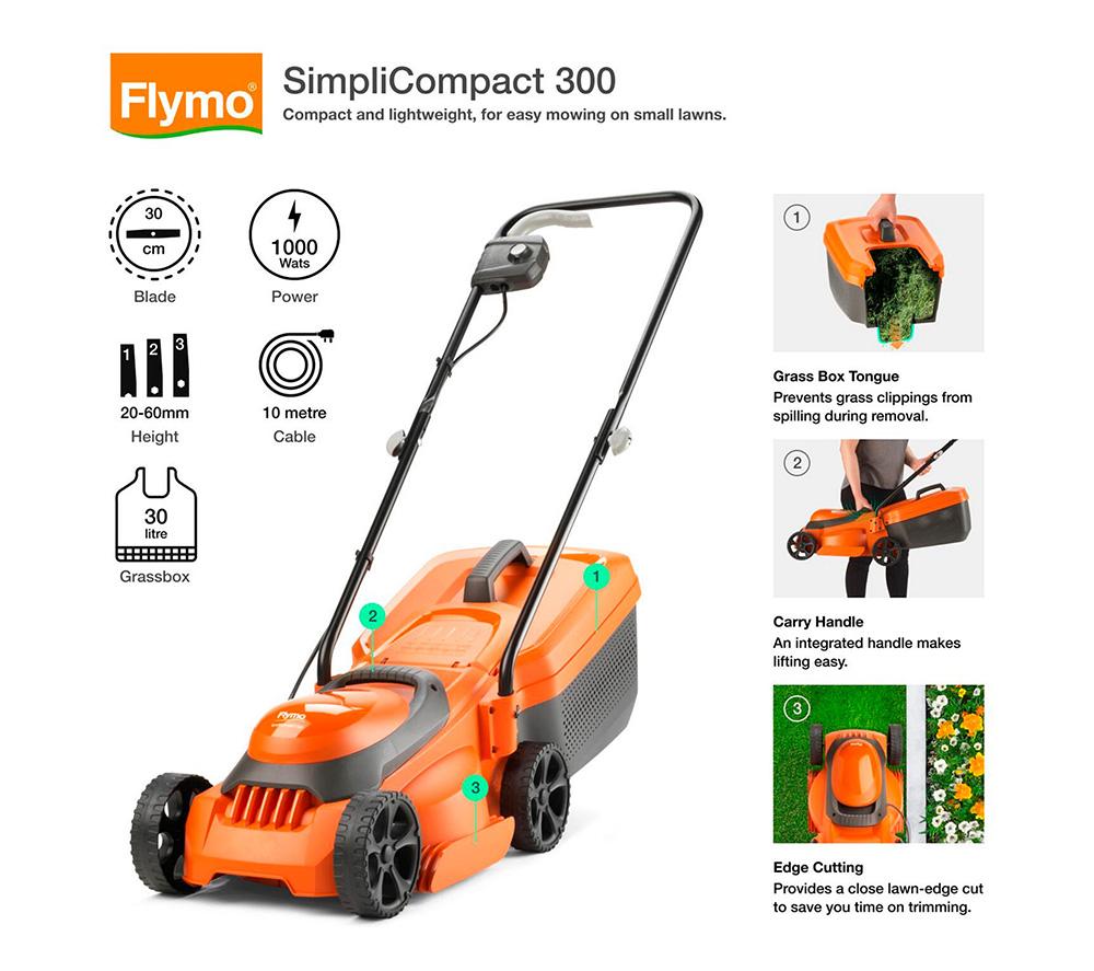 Buy FLYMO SimpliCompact 300 Lawnmower Mini Trim Grass Trimmer
