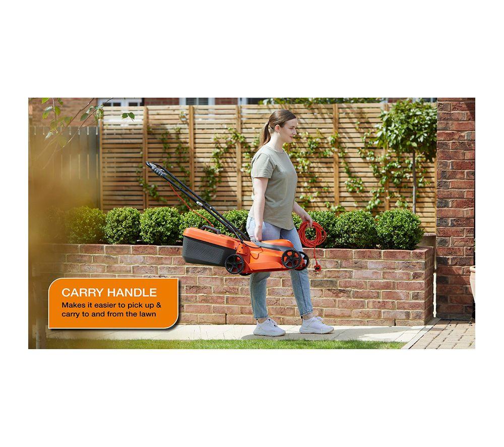 FLYMO SimpliCompact 300 Lawnmower & Mini Trim Grass Trimmer - Orange & Black image number 6 of 9