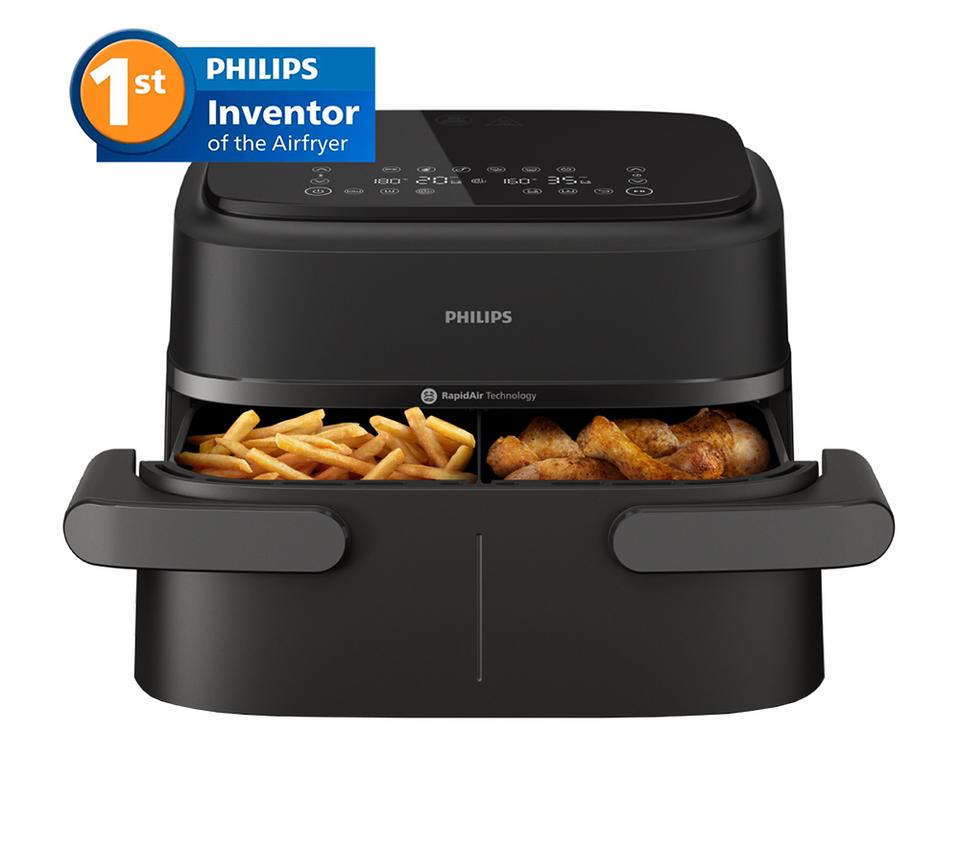 PHILIPS 1000 Series NA150/09 7.1L FlexDrawer Dual Basket Air Fryer - Black