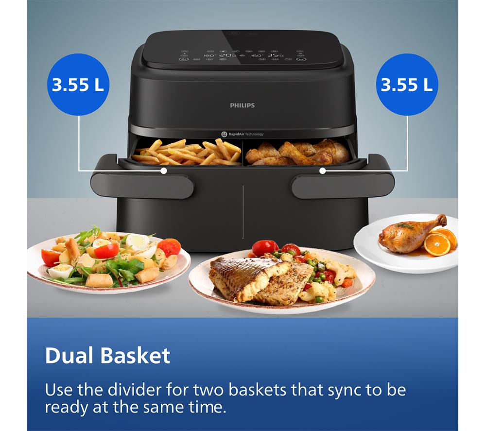 PHILIPS 1000 Series NA150/09 7.1L FlexDrawer Dual Basket Air Fryer - Black image number 5 of 12