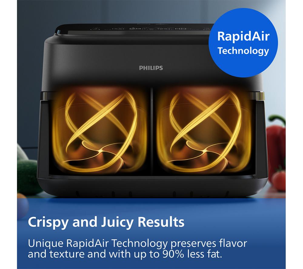 PHILIPS 1000 Series NA150/09 7.1L FlexDrawer Dual Basket Air Fryer - Black image number 6 of 12