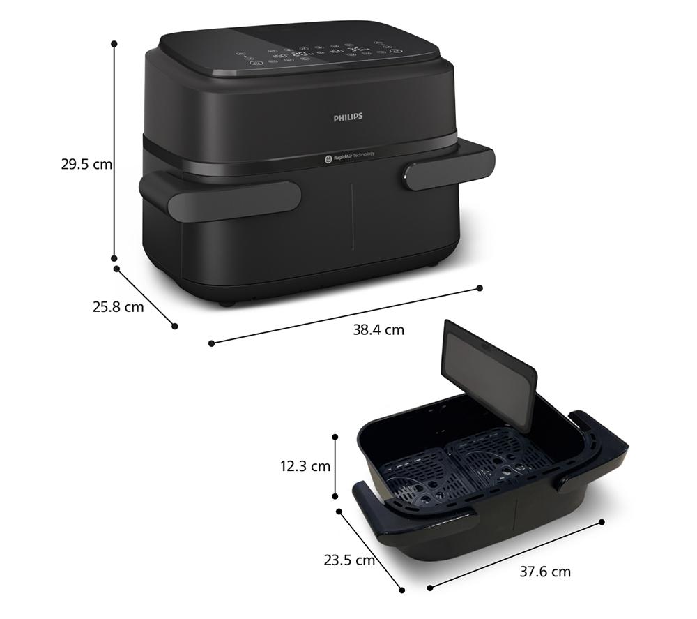 PHILIPS 1000 Series NA150/09 7.1L FlexDrawer Dual Basket Air Fryer - Black image number 11 of 12