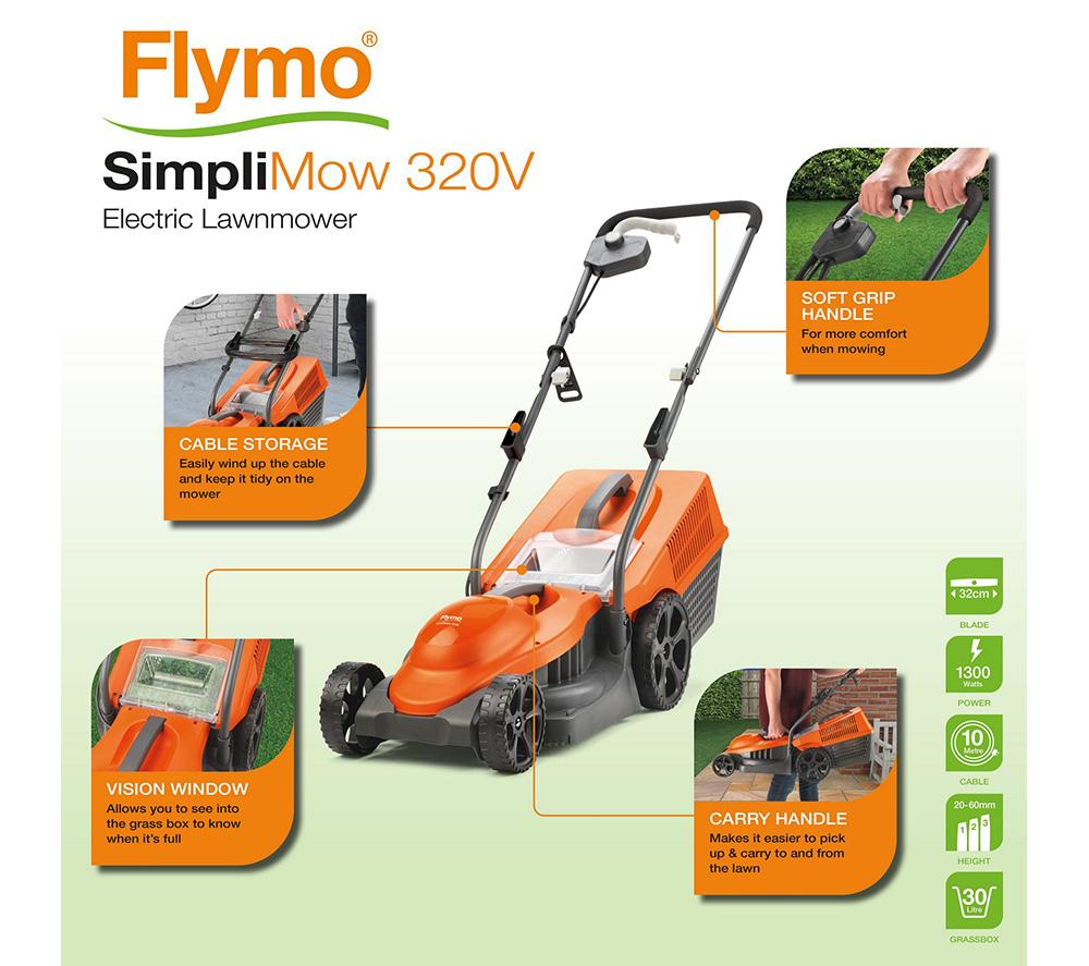 FLYMO SimpliMow 320V Lawn Mower - Orange & Black image number 10 of 10