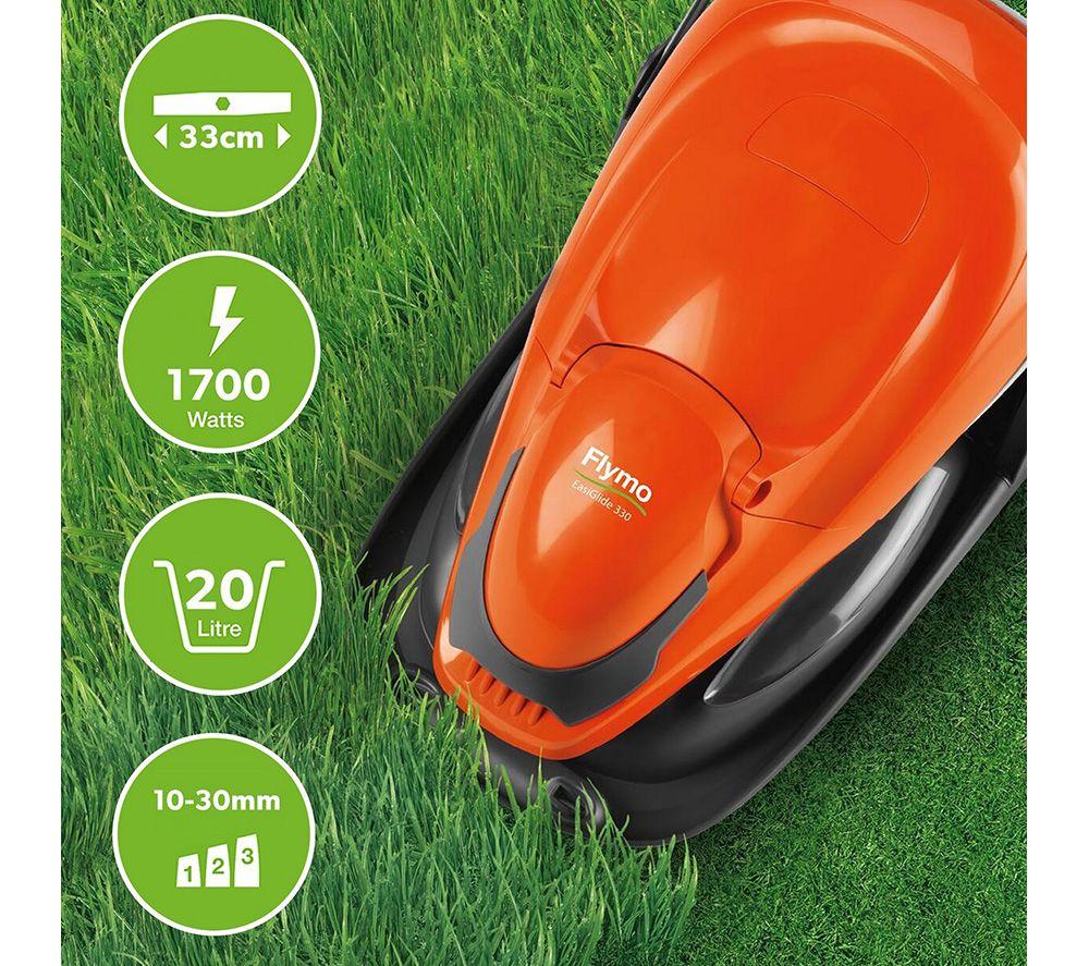 FLYMO EasiGlide 330 Corded Lawn Mower - Orange & Grey image number 8 of 14
