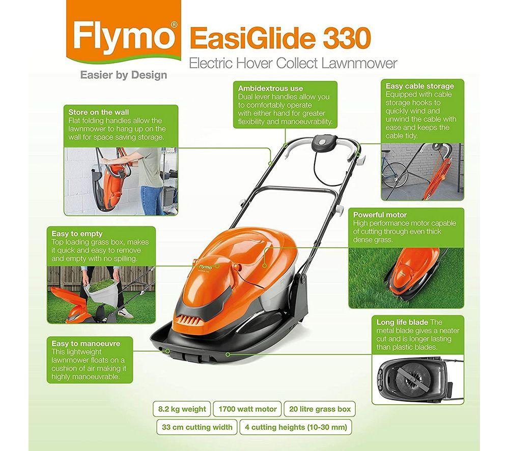 FLYMO EasiGlide 330 Corded Lawn Mower - Orange & Grey image number 11 of 14
