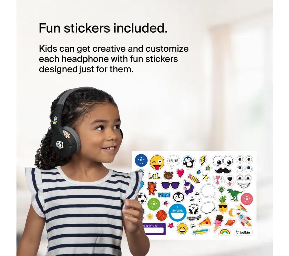 BELKIN SoundForm Mini AUD002BTBKV3 Wireless Bluetooth Kids Headphones - Black image number 12 of 15