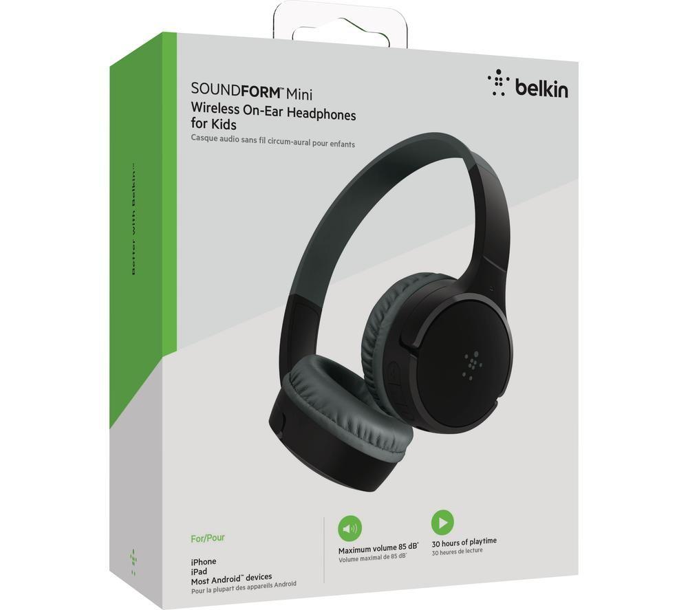 BELKIN SoundForm Mini AUD002BTBKV3 Wireless Bluetooth Kids Headphones - Black image number 14 of 15