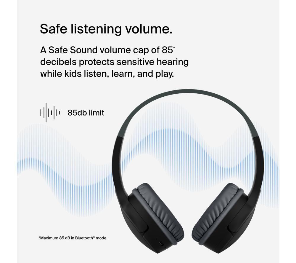 Safe Kids Earbuds - 85dB Volume Limit, 30H Battery, Wireless Bluetooth For IPad & School, With 3 Ear Tips (Frog Design)