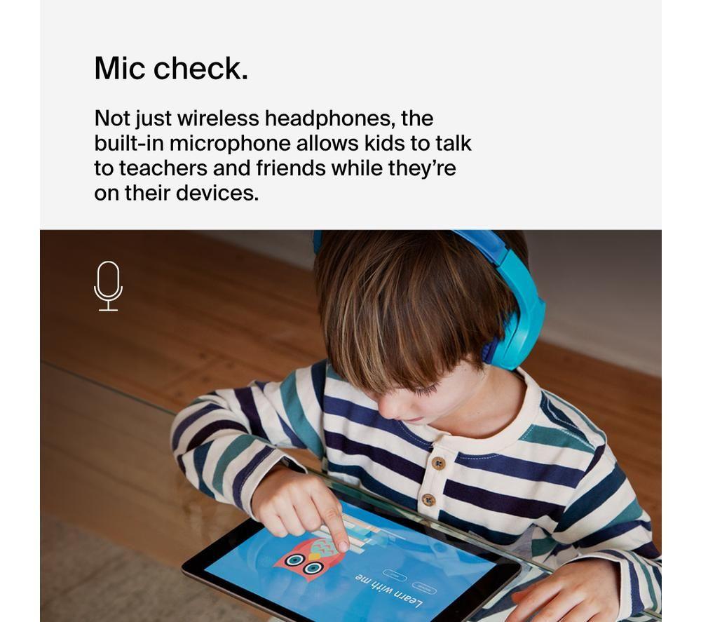 BELKIN SoundForm Mini AUD002BTBLV3 Wireless Bluetooth Kids Headphones - Blue image number 7 of 11
