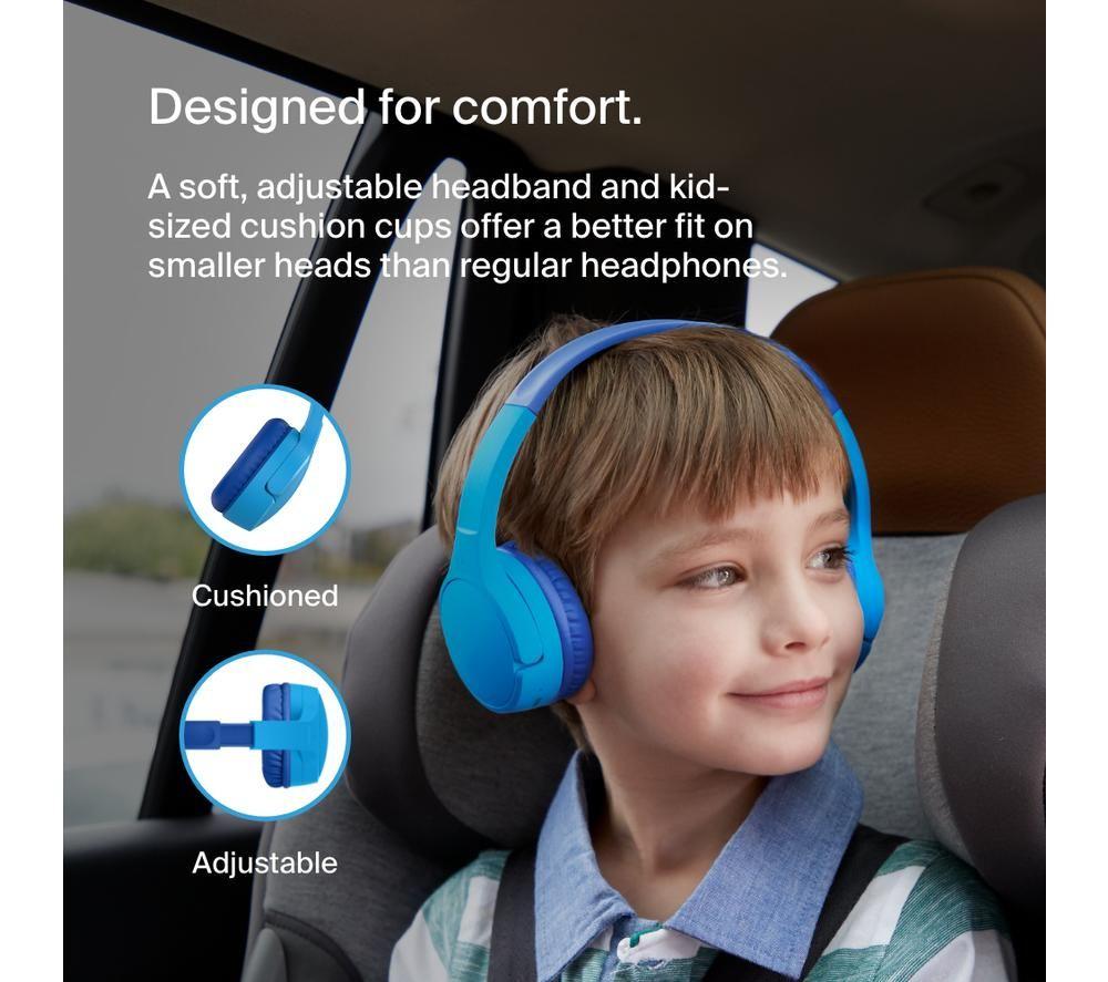 BELKIN SoundForm Mini AUD002BTBLV3 Wireless Bluetooth Kids Headphones - Blue image number 10 of 11