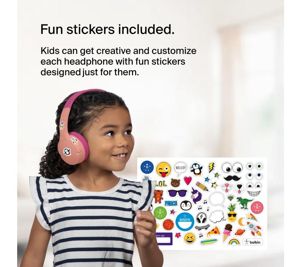 BELKIN SoundForm Mini AUD002BTPKV3 Wireless Bluetooth Kids Headphones - Pink image number 14 of 14