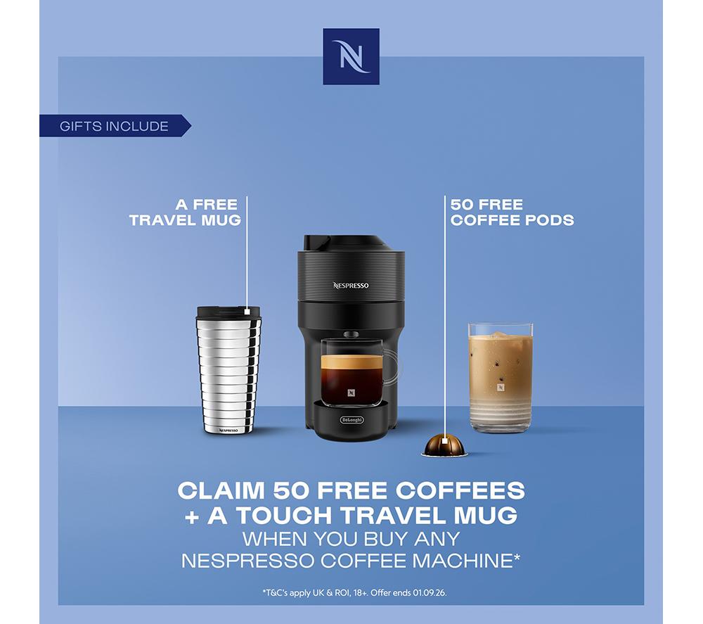 NESPRESSO by De'Longhi Vertuo Pop ENV90.B Coffee Machine - Black image number 2 of 9