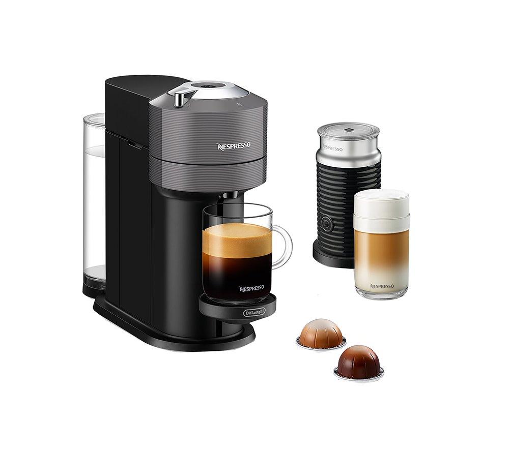 NESPRESSO by De'Longhi Vertuo Next ENV120.GYAE Pod Coffee Machine with Aeroccino Milk Frother - Grey
